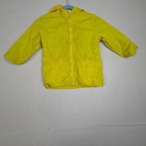 Unbranded Yellow Hooded Windbreaker Jacket Striped Lining Kids Size 5T